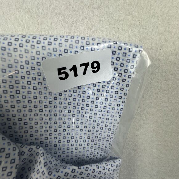 Con.Struct Shirt Mens Size 16.5 Blue Geometric Print Slim Fit Stretch Button Up - Picture 10 of 10